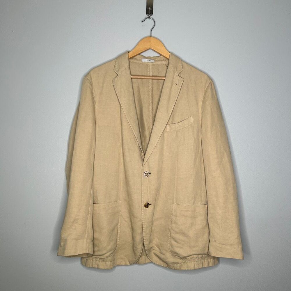 Boglioli Milano Tan Cotton Linen Patch Pocket Blazer EU 52 US 42 - Made in Italy
